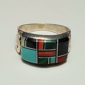 Carolyn Pollack Mosaic Bear Fetish Ring Sz 9-1/2